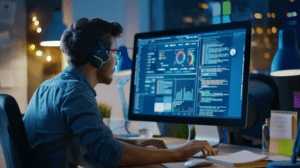 Un concepteur Web créatif en pleine concentration travaillant